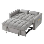 Divano letto a due posti 4 in 1 con braccioli e tasche portaoggetti, divano letto estraibile multifunzionale trapuntato con schienale regolabile