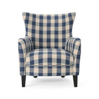 Poltrona imbottita schienale alto Modern Retro 30,25" con gambe in legno per soggiorno