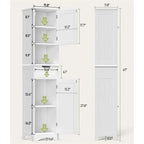 Mobile bagno alto 67 H, Armadietto portabiancheria stretto, Mobiletto contenitore con 2 ante e cassetto