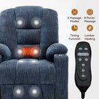 Poltrona Reclinabile Power Lift con Massaggio e Calore, Poltrone Reclinabili Larghe Imbottite Lazy Boy con USB, Porte Type C e 2 Portabicchieri in Acciaio
