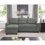 Divano sezionale reversibile con letto estraibile, chaise longue con contenitore nascosto, gambe durevoli,