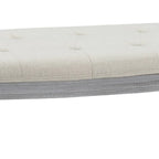 Panca imbottita trapuntata beige con gambe in legno - 55L x 20A