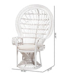 Poltrona a Pavone Moderna Bohemien in Rattan Naturale Bianco