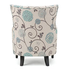 Poltrona imbottita schienale alto Modern Retro 30,25" con gambe in legno per soggiorno