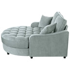 Divano Letto Chaise Longue in ciniglia, Divano Imbottito con Schienale Trapuntato e 2 Cuscini Rimovibili per Soggiorno