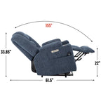 Poltrona Reclinabile Power Lift con Massaggio e Calore, Poltrone Reclinabili Larghe Imbottite Lazy Boy con USB, Porte Type C e 2 Portabicchieri in Acciaio