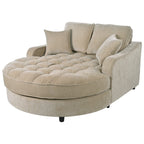 Divano Letto Chaise Longue in ciniglia, Divano Imbottito con Schienale Trapuntato e 2 Cuscini Rimovibili per Soggiorno