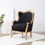 Poltrona con orecchioni Kali Oak in lino naturale - 34Lx34Px40H